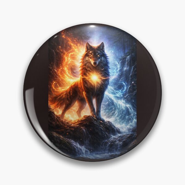 Item preview, Wolf of Fire and Ice Spirit Guardian designed and sold by GeoWild Designs.