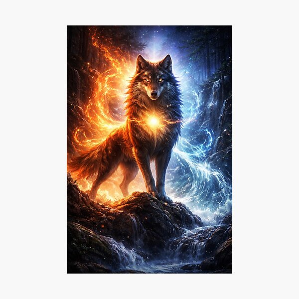 Item preview, Wolf of Fire and Ice Spirit Guardian designed and sold by GeoWild Designs.