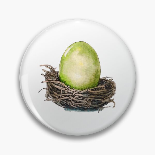 Item preview, Green Easter Egg in a Hay Nest - Watercolor handrawn illustration designed and sold by AquarellChill.