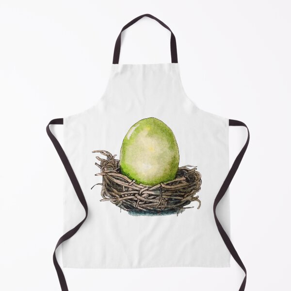 Item preview, Green Easter Egg in a Hay Nest - Watercolor handrawn illustration designed and sold by AquarellChill.
