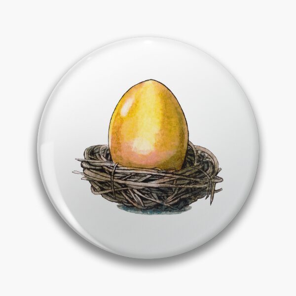 Item preview, Yellow Easter Egg in a Hay Nest - Watercolor handrawn illustration designed and sold by AquarellChill.