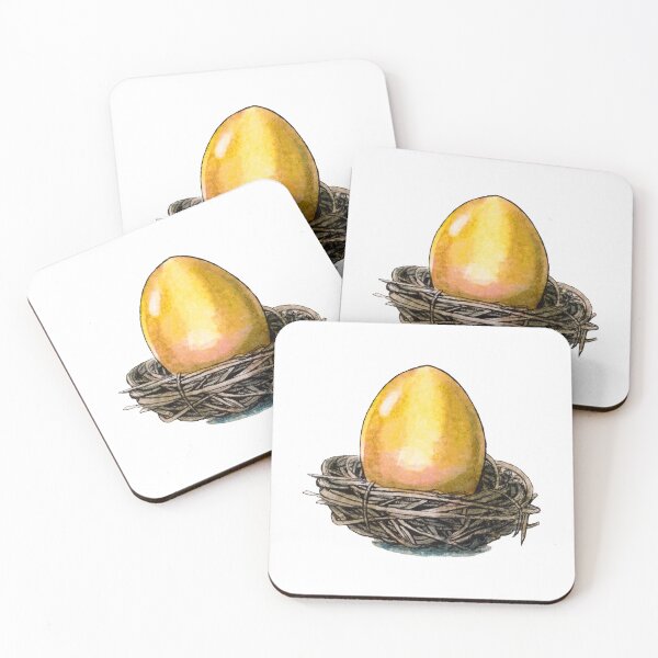 Item preview, Yellow Easter Egg in a Hay Nest - Watercolor handrawn illustration designed and sold by AquarellChill.