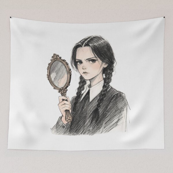 Item preview, GOTH GIRL WITH VINTAGE HAND MIRROR designed and sold by LIS AND MELIVERSO.