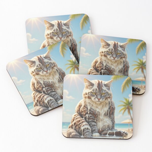 Item preview, Summersicle Grumpy Melting Cat Ice Cream Art Print designed and sold by TheKittysicle.