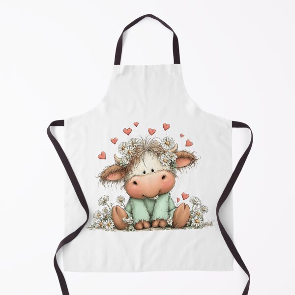 Item preview, Baby Cow With Daisies & Hearts – Whimsical Floral Illustration designed and sold by Saxon Designs.