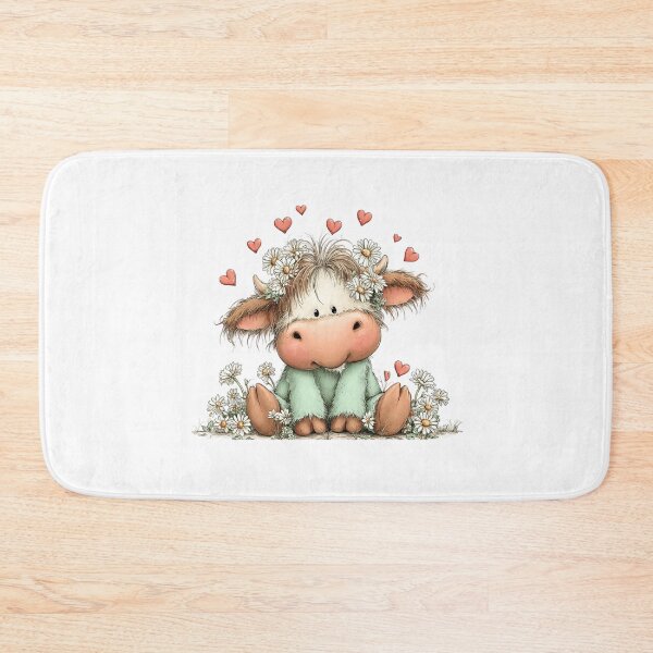 Item preview, Baby Cow With Daisies & Hearts – Whimsical Floral Illustration designed and sold by Saxon Designs.