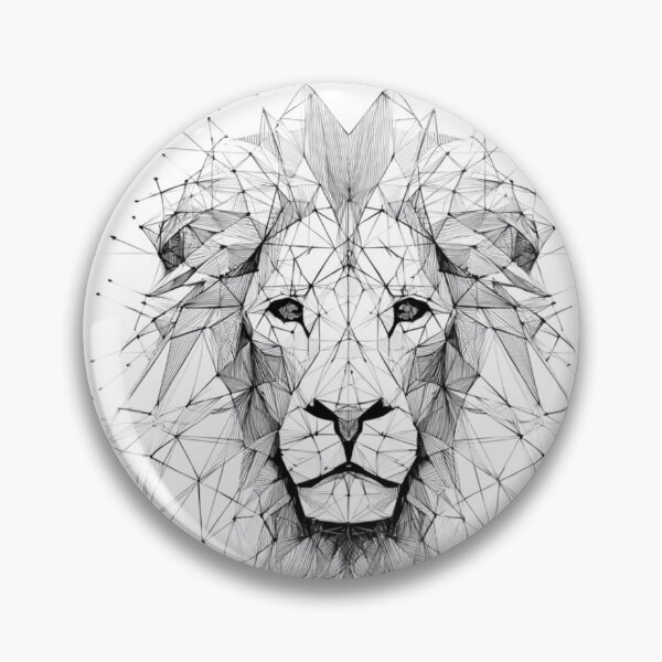 Item preview, Geometric Lion Constellation Line Art | black and white designed and sold by TypoArtPrints.