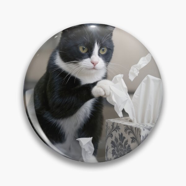 Item preview, Tuxedo Cat Playing With a Box of Tissues designed and sold by Maria Dryfhout.