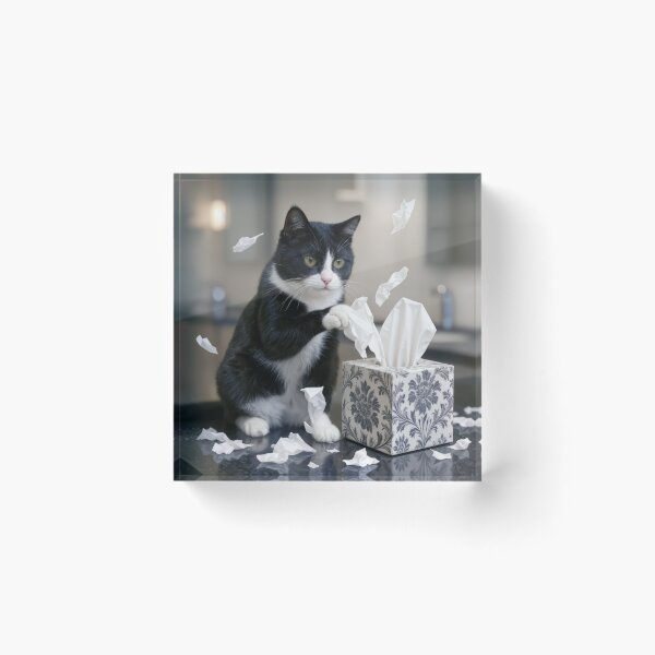 Item preview, Tuxedo Cat Playing With a Box of Tissues designed and sold by Maria Dryfhout.