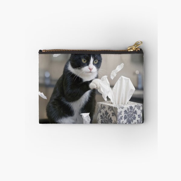 Item preview, Tuxedo Cat Playing With a Box of Tissues designed and sold by Maria Dryfhout.
