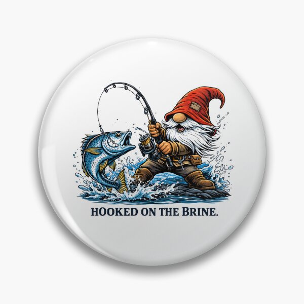Item preview, Hooked on the Brine Fishing Gnome Illustration designed and sold by SaltyLinesOut.