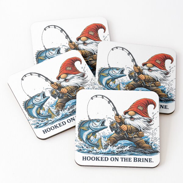 Item preview, Hooked on the Brine Fishing Gnome Illustration designed and sold by SaltyLinesOut.