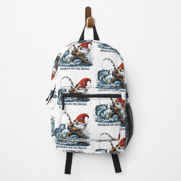 Item preview, Hooked on the Brine Fishing Gnome Illustration designed and sold by SaltyLinesOut.