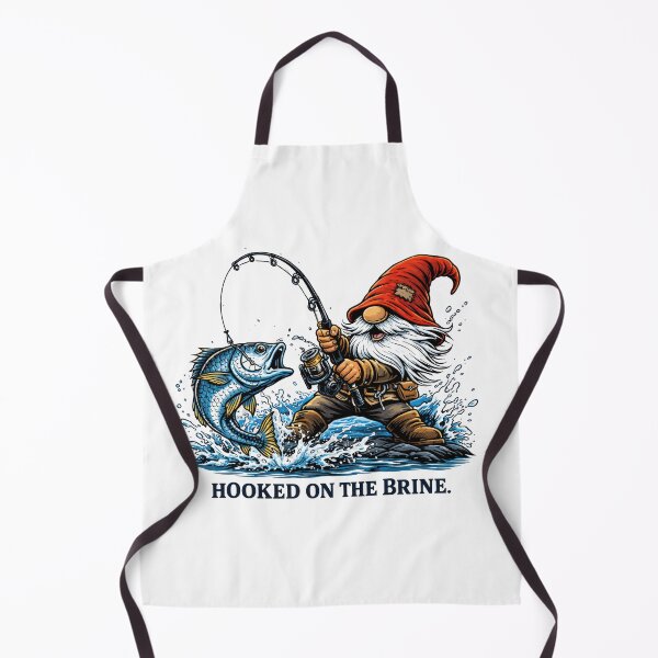 Item preview, Hooked on the Brine Fishing Gnome Illustration designed and sold by SaltyLinesOut.