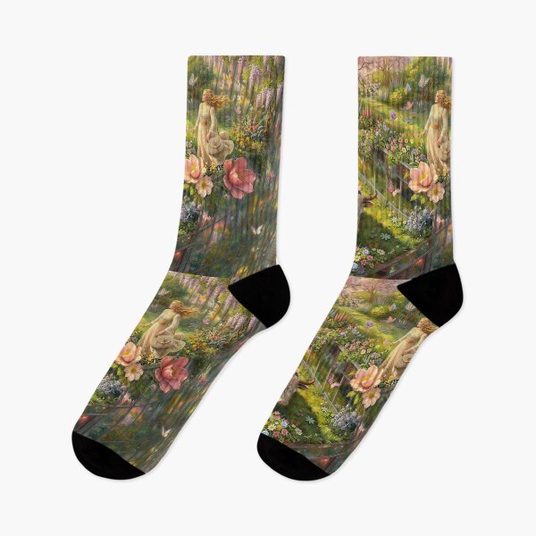 Item preview, Modern Shepherdess Grazing a Cow in an Urban Wildflower Meadow at Sunset designed and sold by M-Y-A-R-T-.