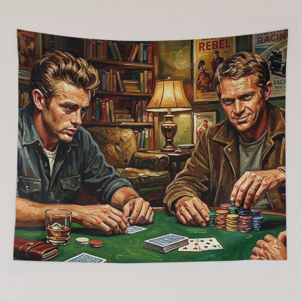 Item preview, The Gamblers: James Dean & Steve McQueen Midnight Poker Impasto designed and sold by Art's Diner.