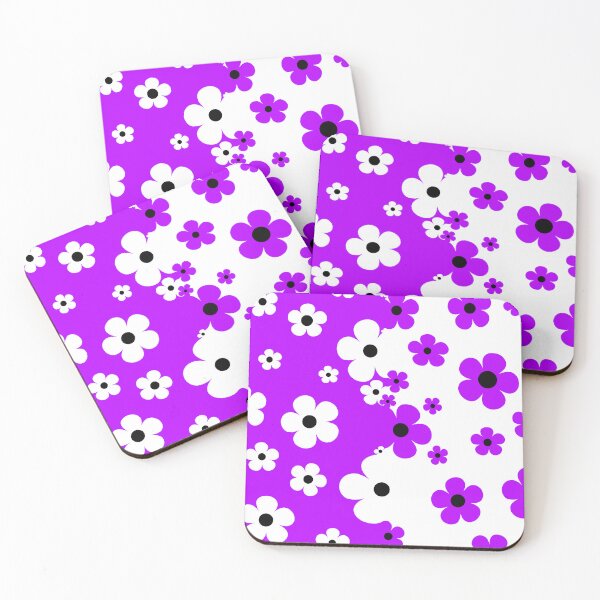 Item preview, 60's Retro Pop Small Flowers Purple and White Black Centers designed and sold by MellowCat.