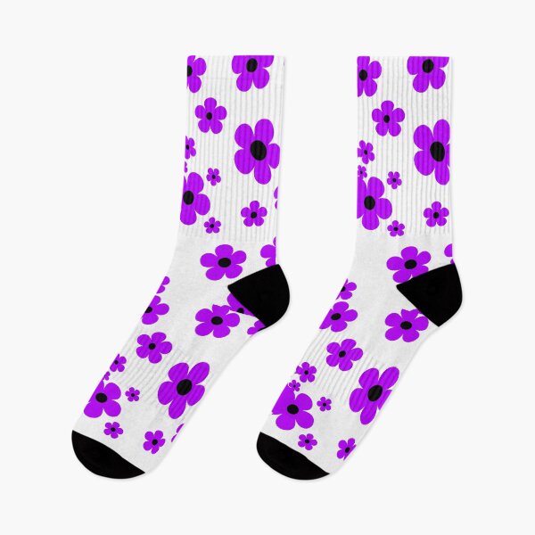 Item preview, 60's Retro Pop Small Flowers Purple and White Black Centers designed and sold by MellowCat.