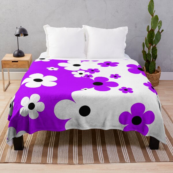 Item preview, 60's Retro Pop Small Flowers Purple and White Black Centers designed and sold by MellowCat.