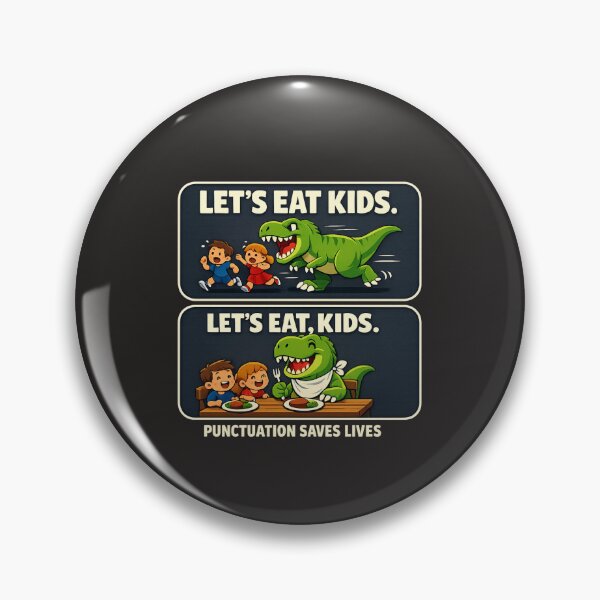 Item preview, Vintage Punctuation Joke T Rex Teacher Student Humor/ Let's eat, kids.  designed and sold by ImagineYourART ⭐️⭐️⭐️⭐️⭐️.
