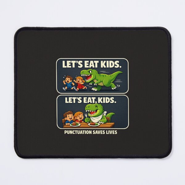 Item preview, Vintage Punctuation Joke T Rex Teacher Student Humor/ Let's eat, kids. designed and sold by ImagineYourART ⭐️⭐️⭐️⭐️⭐️.