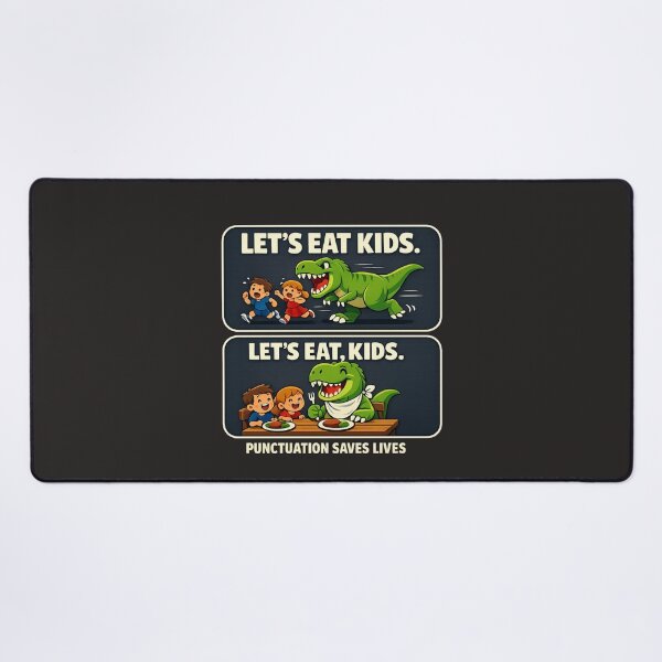 Item preview, Vintage Punctuation Joke T Rex Teacher Student Humor/ Let's eat, kids.  designed and sold by ImagineYourART ⭐️⭐️⭐️⭐️⭐️.