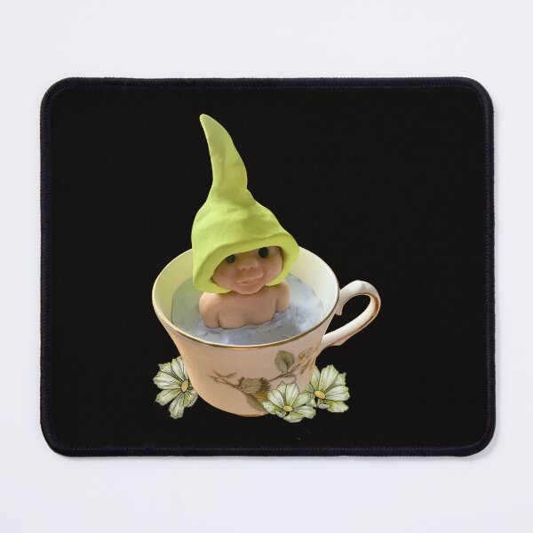 Item preview, Baby in Teacup, Elf Hat, Polymer Clay Sculpture designed and sold by JoyfulWhimsy.