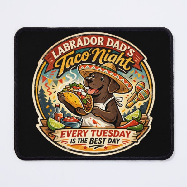 Item preview, Labrador Dad's Taco Night | Chocolate Lab Sombrero Vintage Badge | Funny Dog Taco Lover Gift designed and sold by PawPrintCustom.