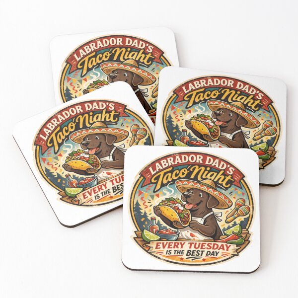Item preview, Labrador Dad's Taco Night | Chocolate Lab Sombrero Vintage Badge | Funny Dog Taco Lover Gift designed and sold by PawPrintCustom.