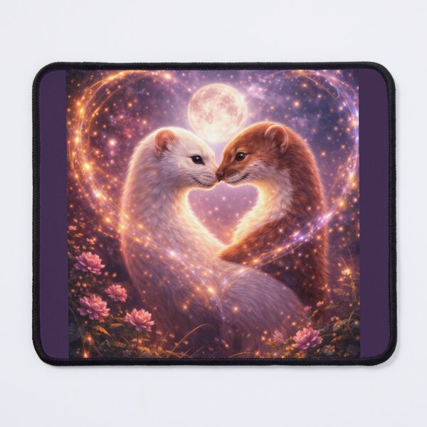 Item preview, Weasel Soulmates Under Moonlight – Romantic Woodland Love Art designed and sold by GeoWild Designs.