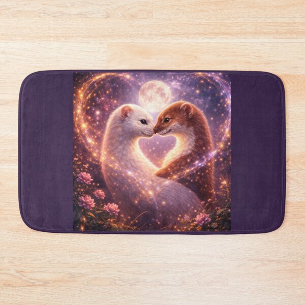 Item preview, Weasel Soulmates Under Moonlight – Romantic Woodland Love Art designed and sold by GeoWild Designs.