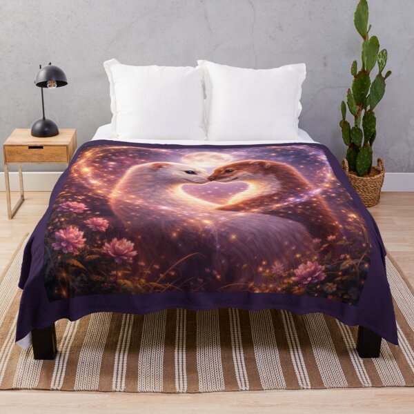 Item preview, Weasel Soulmates Under Moonlight – Romantic Woodland Love Art designed and sold by GeoWild Designs.