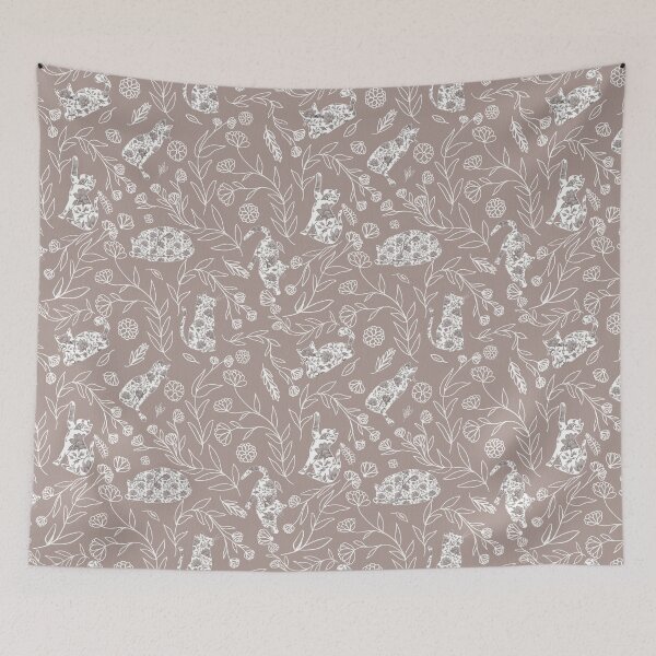 Item preview, Vintage Floral Cat Toile Botanical Pattern designed and sold by Seamlessly Buffalo.