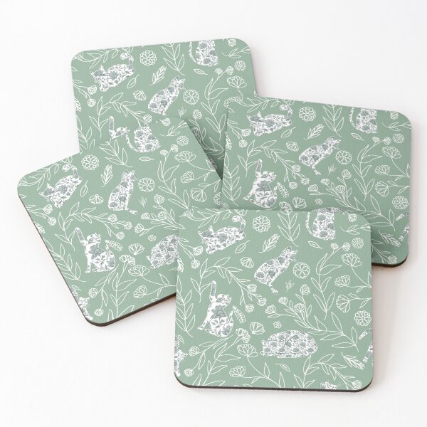 Item preview, Vintage Floral Cat Toile Botanical Pattern designed and sold by Seamlessly Buffalo.