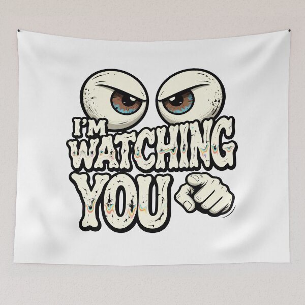 Item preview, I'm Watching You - Retro Spy Eyes Funny Graphic with Pointing Finger designed and sold by RonyMady.
