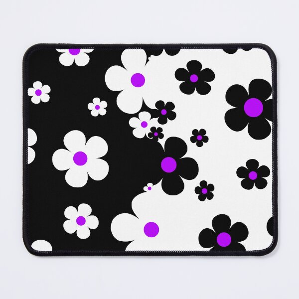 Item preview, 60's Retro Pop Small Flowers in Black and White Purple Centers designed and sold by MellowCat.