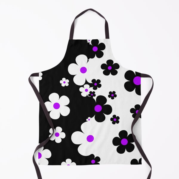 Item preview, 60's Retro Pop Small Flowers in Black and White Purple Centers designed and sold by MellowCat.