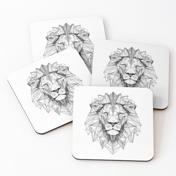 Item preview, Polygon Lion Head Bold Geometric | black and white art designed and sold by TypoArtPrints.