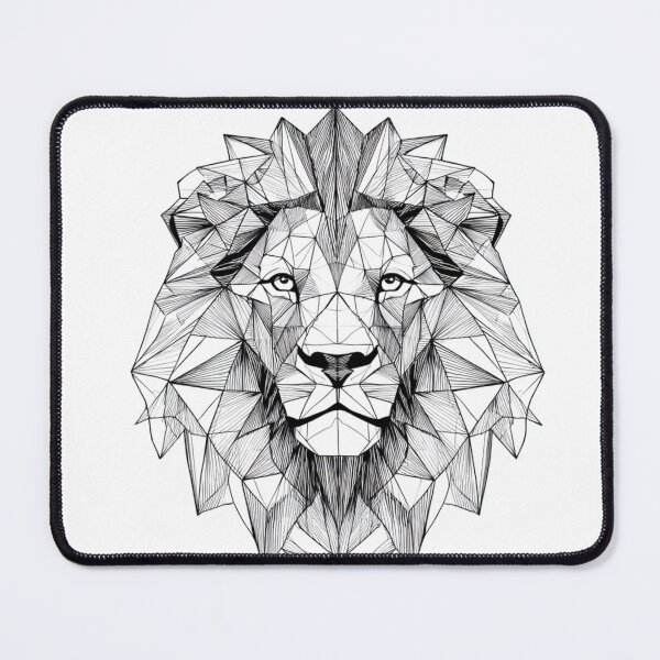 Item preview, Polygon Lion Head Bold Geometric | black and white art designed and sold by TypoArtPrints.