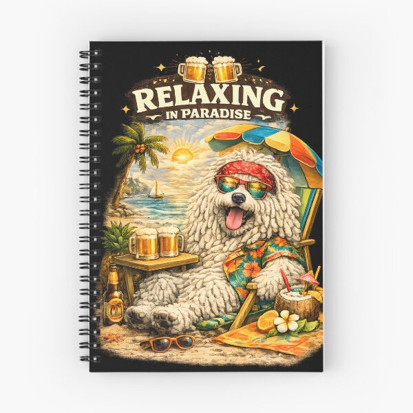 Item preview, Funny Komondor Dog Relaxing in Paradise – Cute Hungarian Sheepdog Beach Illustration designed and sold by QuietWallStudio.