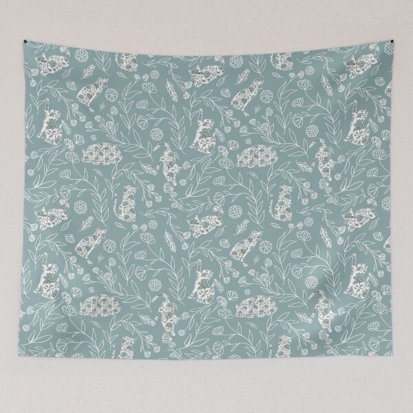 Item preview, Vintage Floral Cat Toile Botanical Pattern designed and sold by Seamlessly Buffalo.