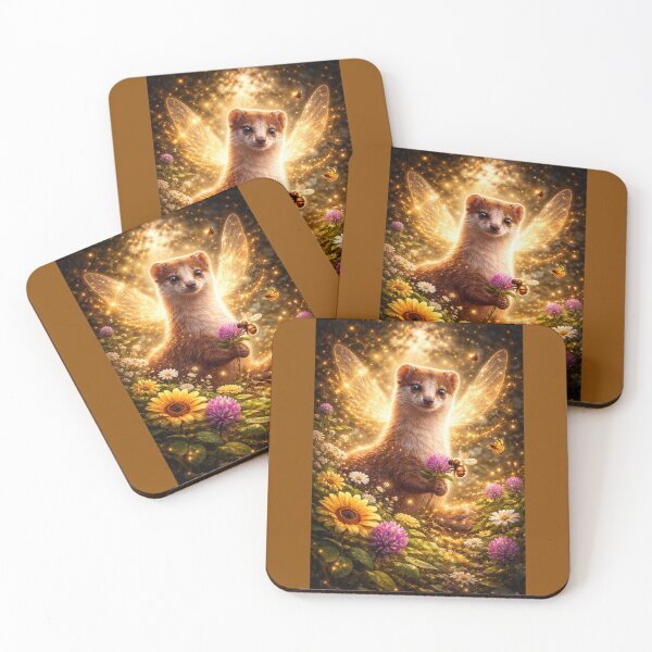 Item preview, Weasel Pollinator Spirit – Glowing Spring Woodland Fantasy Art designed and sold by GeoWild Designs.