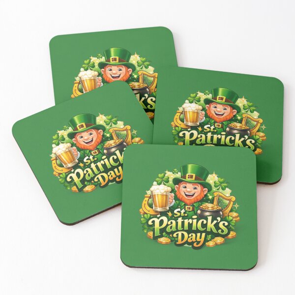 Item preview, St. Patrick’s Day Lucky Leprechaun T-Shirt – Green Shamrocks & Gold Coins designed and sold by Unsololugar.