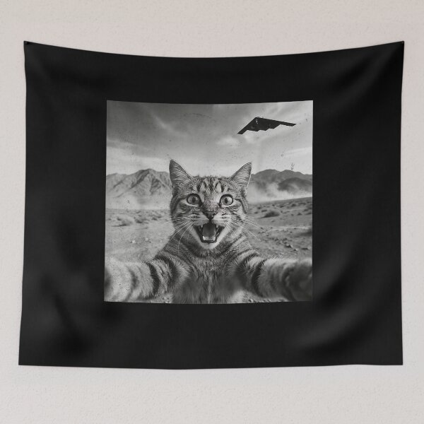 Item preview, B-2 Bomber Stealth Flyover USA UFO Aircraft Funny Cat Selfie designed and sold by IdealDo.