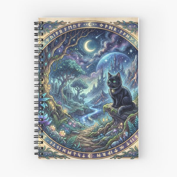 Item preview, Shadow Black Cat in the Mystic Outlands - Whimsigoth Folklore Art designed and sold by Englandbear.