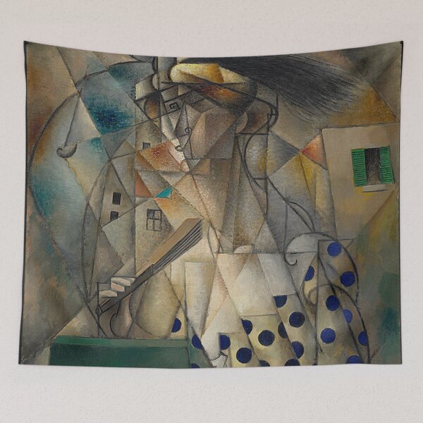 Item preview, Cubist Painting Style Seated Woman with Book for Modern Art Enthusiasts designed and sold by RickE.