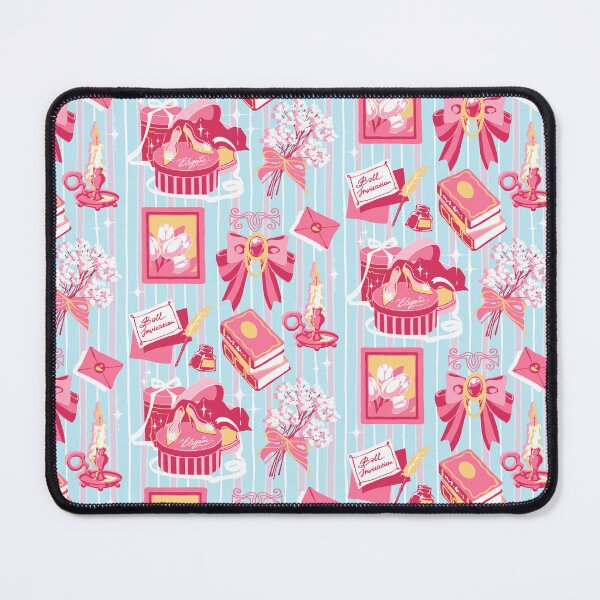 Item preview, Romantic Regency Aesthetic Pattern (Pink, Yellow and Blue Colours) | Vintage Books, Bows and Royal Accessories Collage designed and sold by MinimalAnGo.