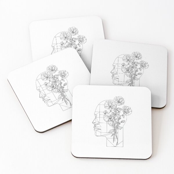 Item preview, Geometric Mind Wildflowers Mental Health | black and white art designed and sold by TypoArtPrints.