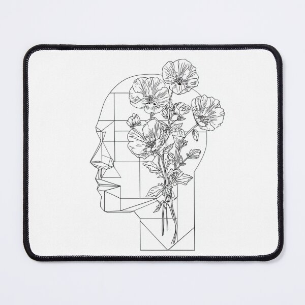 Item preview, Geometric Mind Wildflowers Mental Health | black and white art designed and sold by TypoArtPrints.