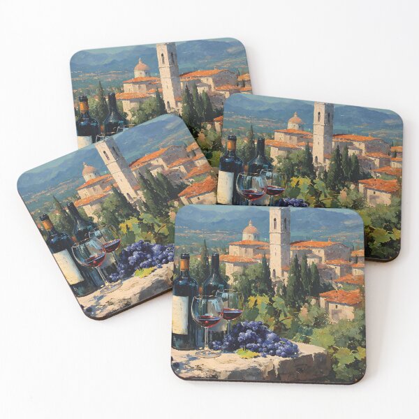 Item preview, Tuscan Vineyard with Wine and Rustic Village Oil Style designed and sold by daila70.